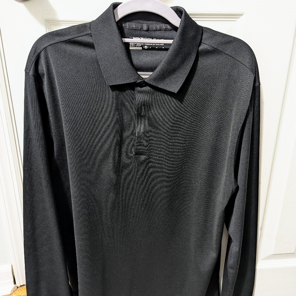 Nike Men's Dri-FIT Golf Tour Performance Long Sleeve Polo - Black - Size M